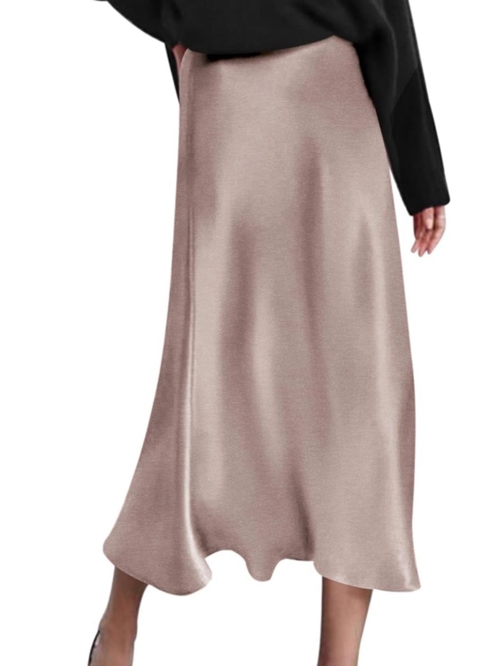 Satin Midi Skirt — Pink — Medium